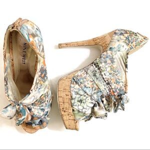 Nine West Highstreet Multi-Colored Ruffle Bootie Heels